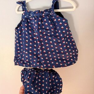 Janie and Jack Navy Floral Baby Set
